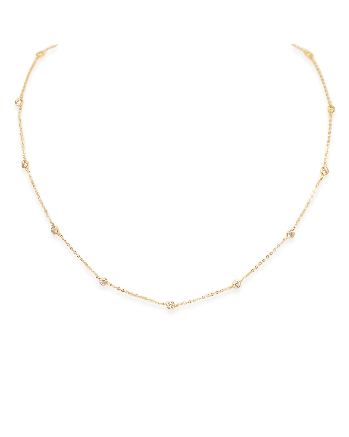 Bezel Set CZ Station Necklace