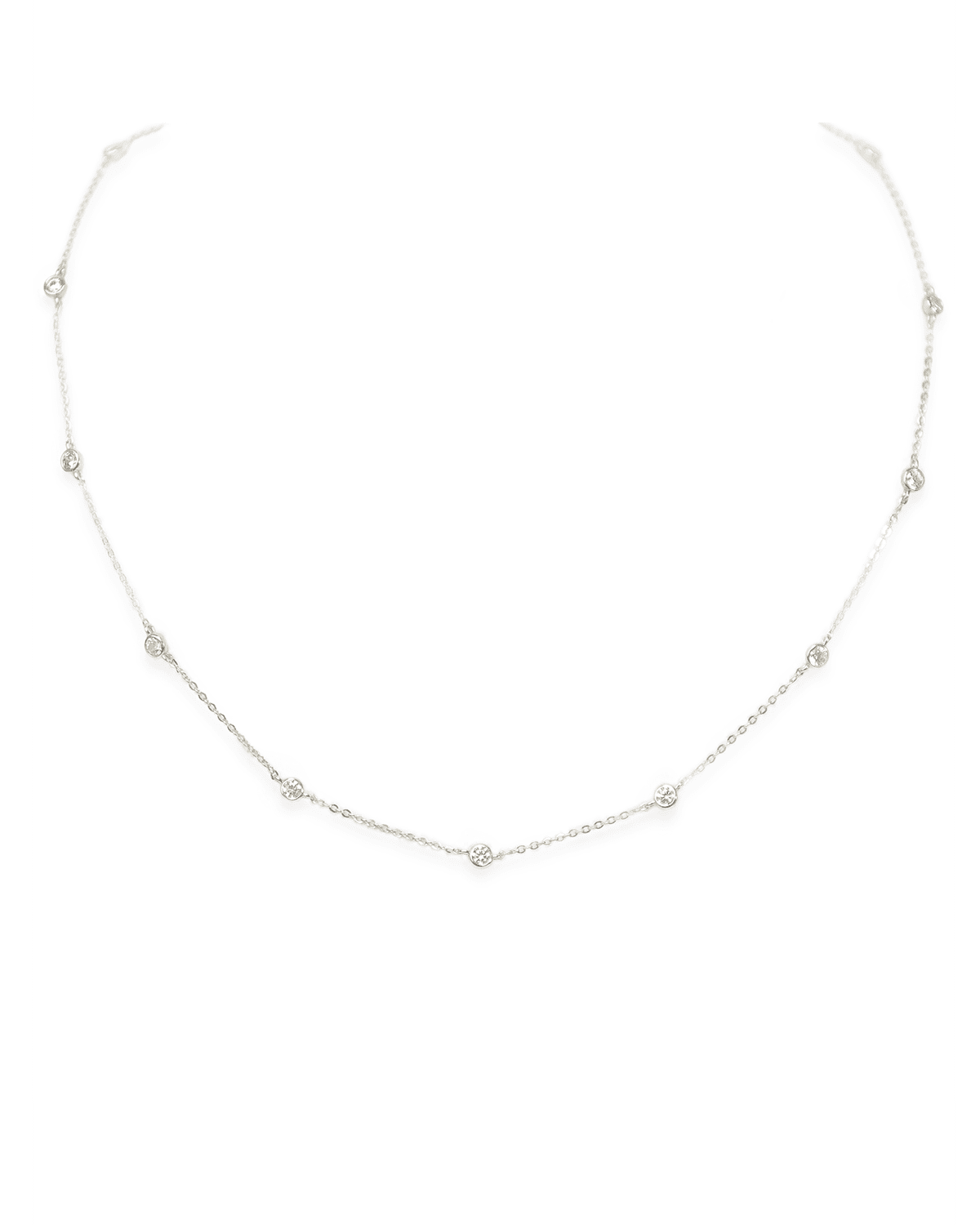 Bezel Set CZ Station Necklace