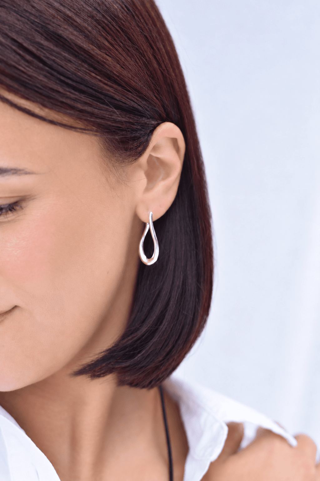 Elongated Sculpted Hoop Earrings