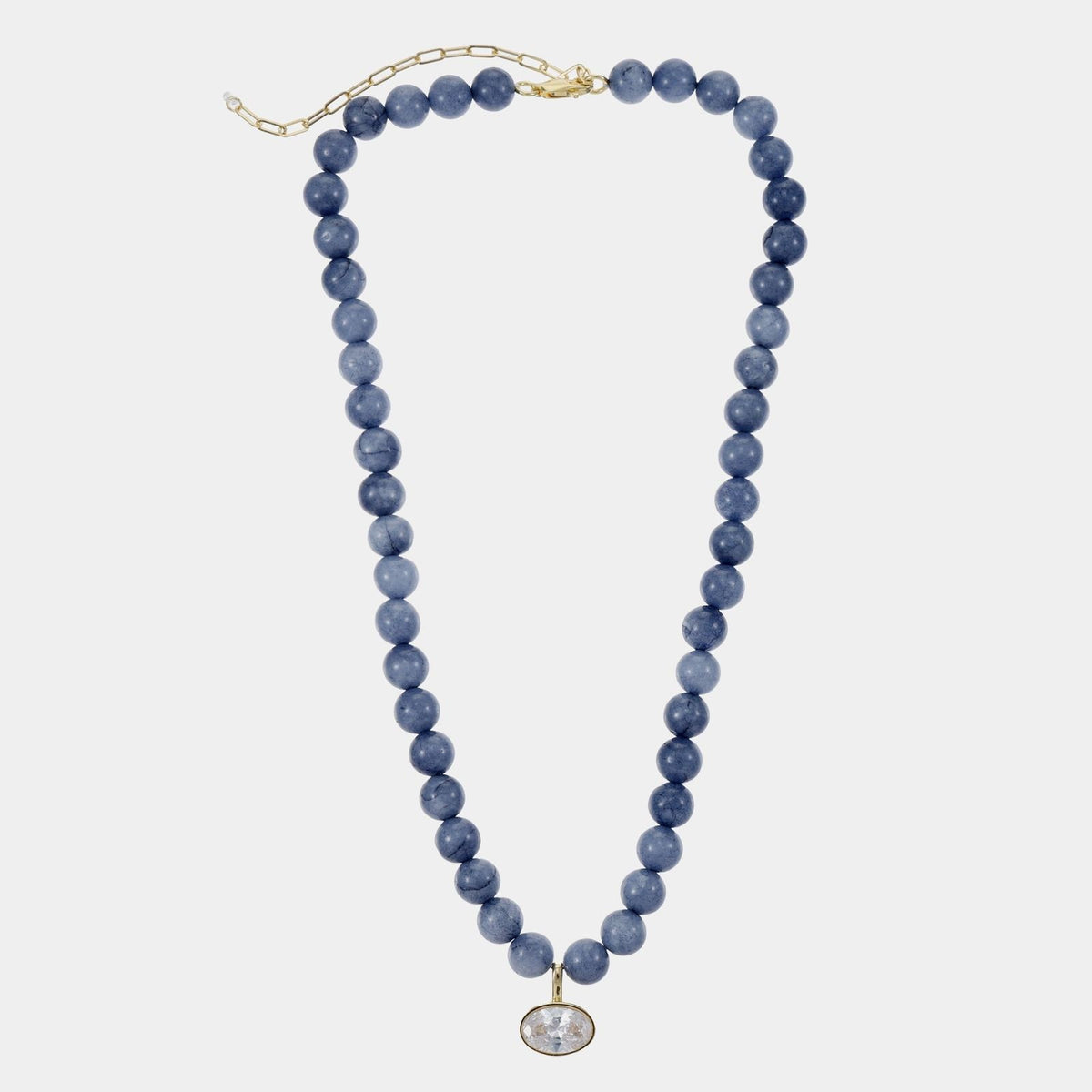 Soft Blue Dyed Jade Beaded Necklace