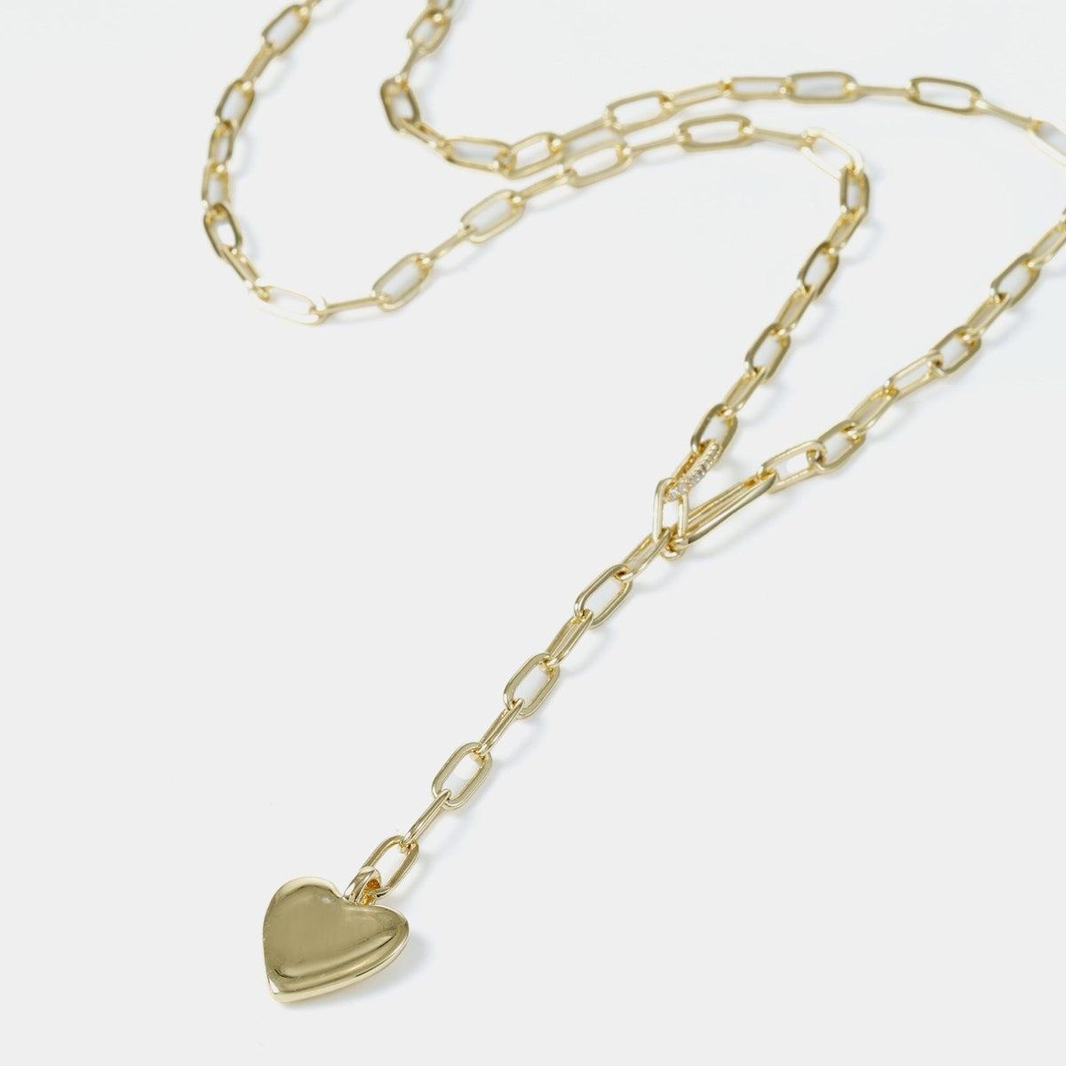 Sculpted Heart Lariat Necklace