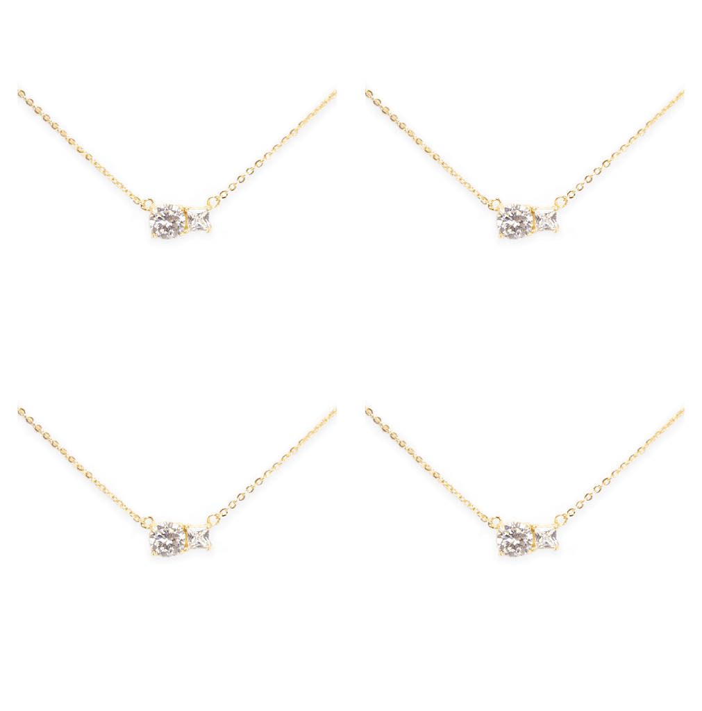 Paired Prong Set CZ Necklace - Bridal Bundle