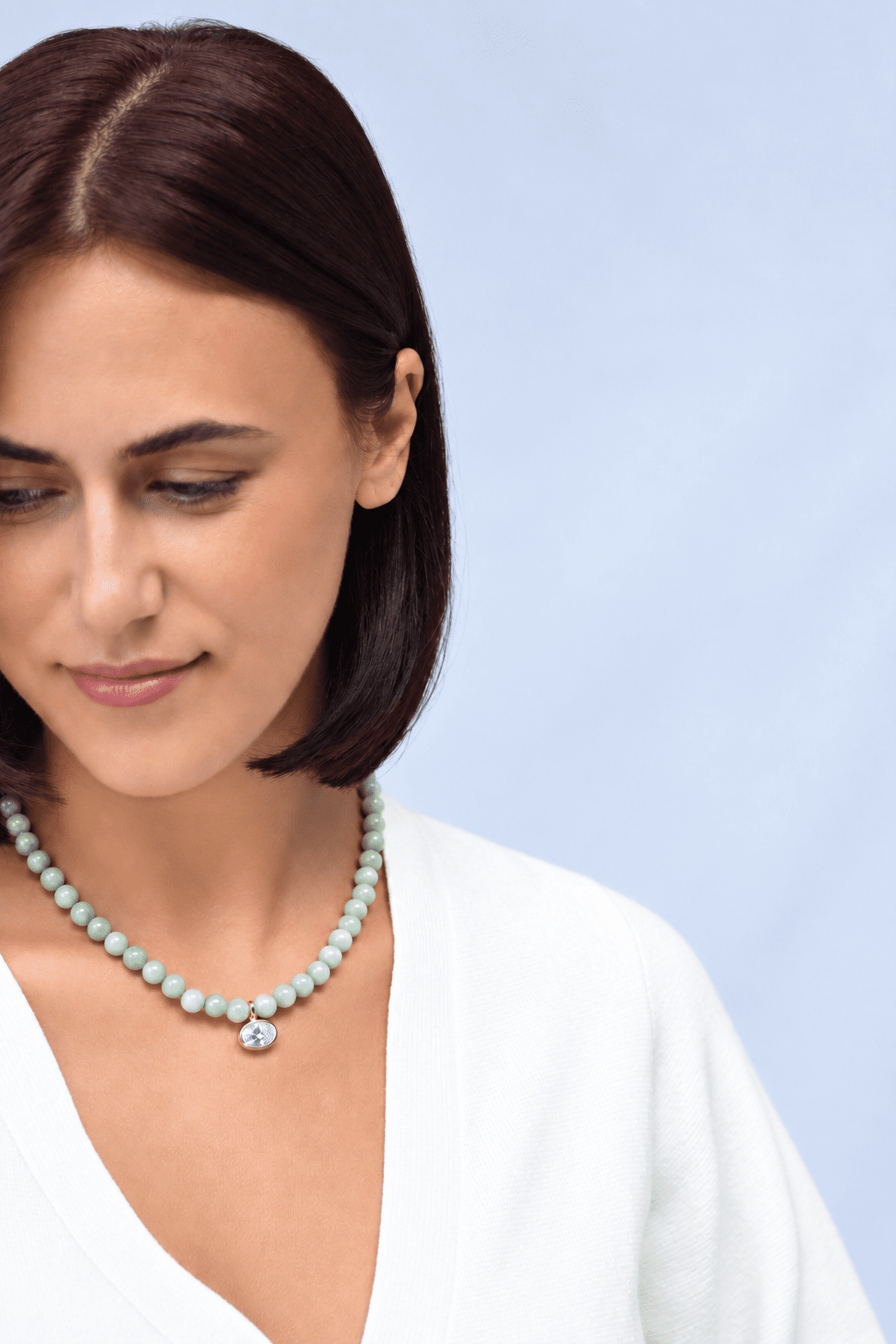 Soft Green Dyed Jade Beaded Necklace