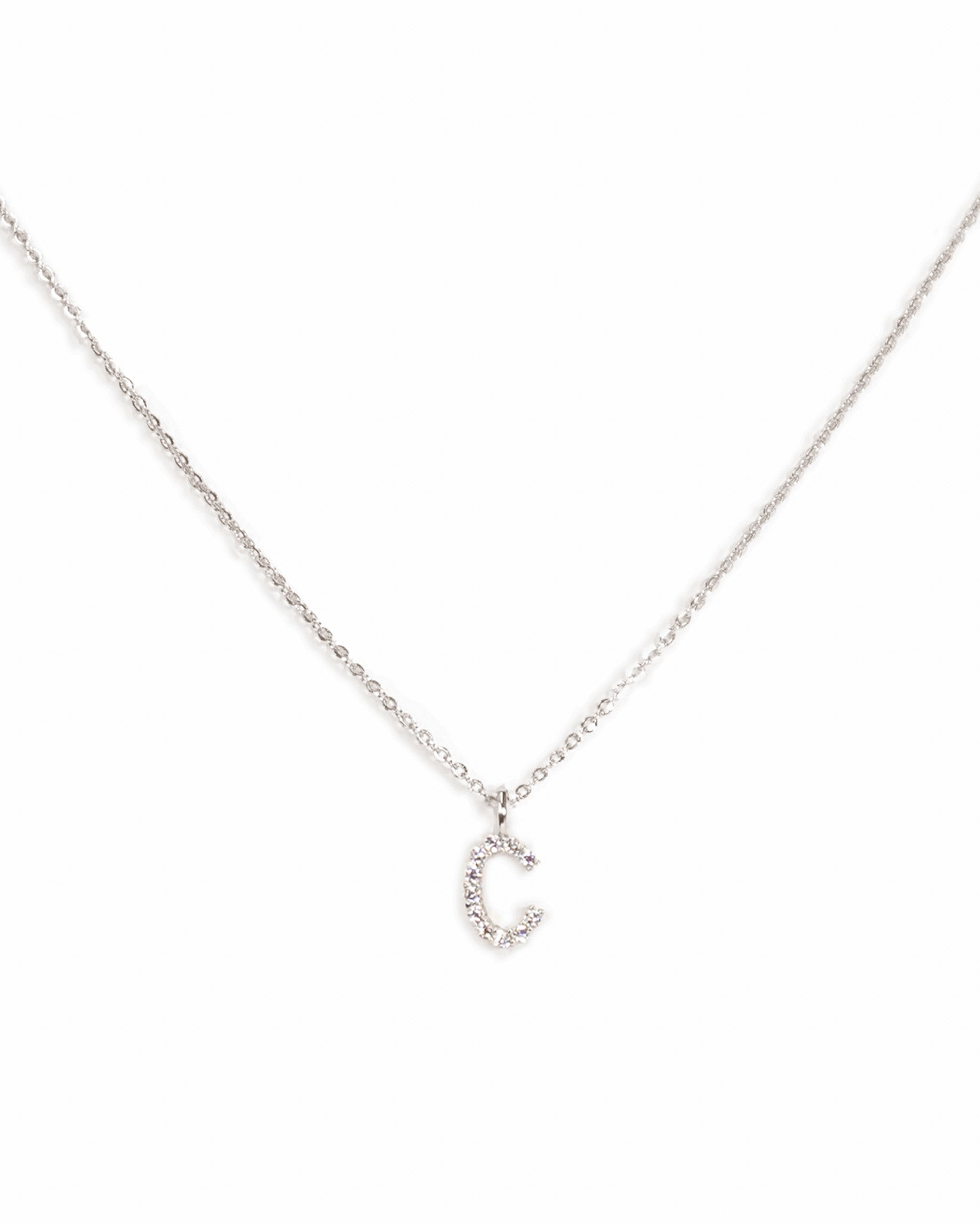 Pavé Initial Necklace - Silver