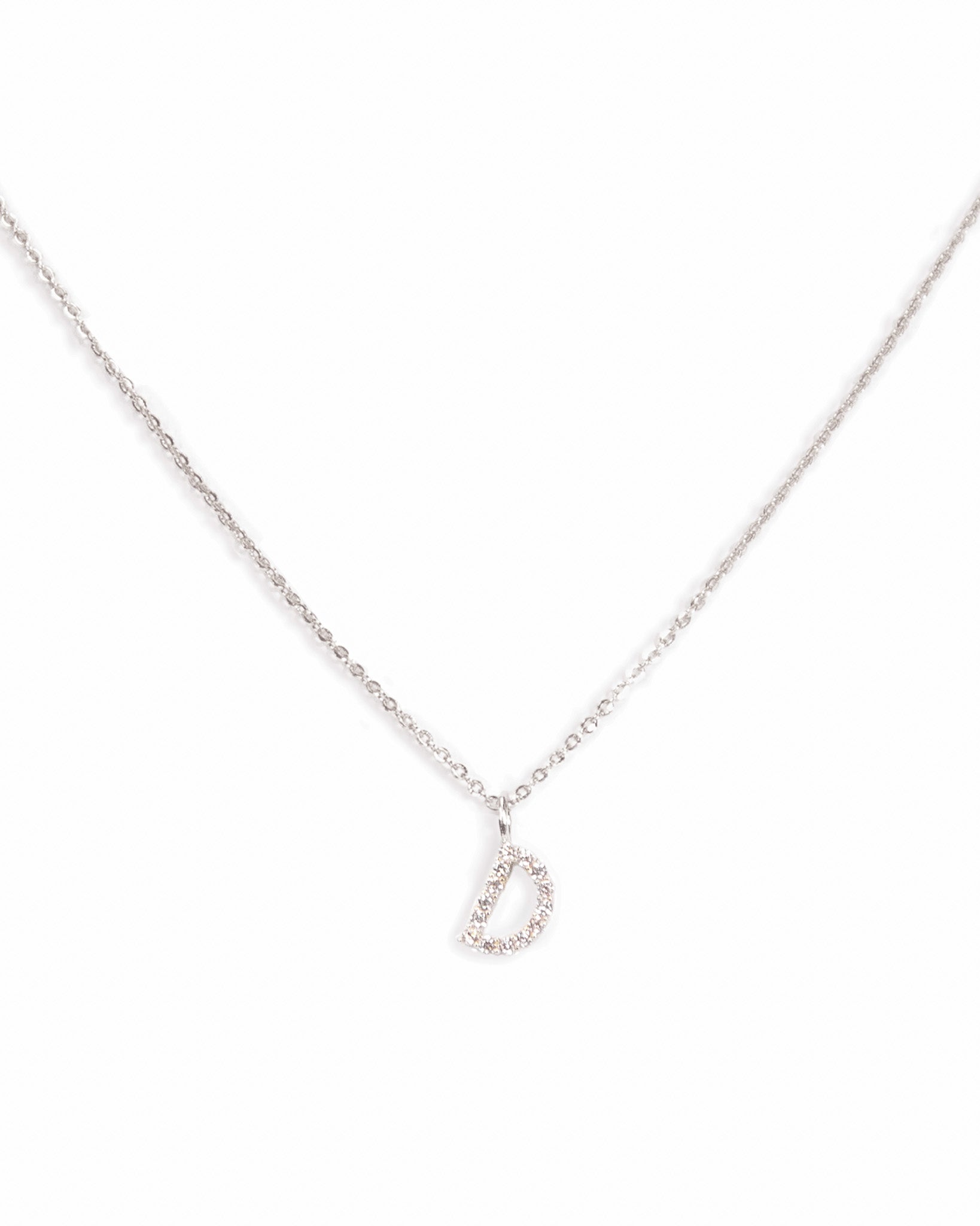 Pavé Initial Necklace - Silver