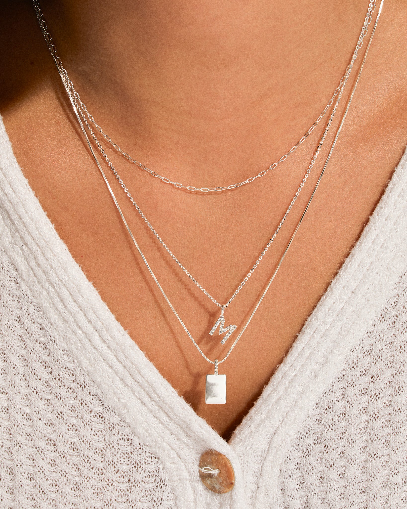 Pavé Initial Necklace - Silver