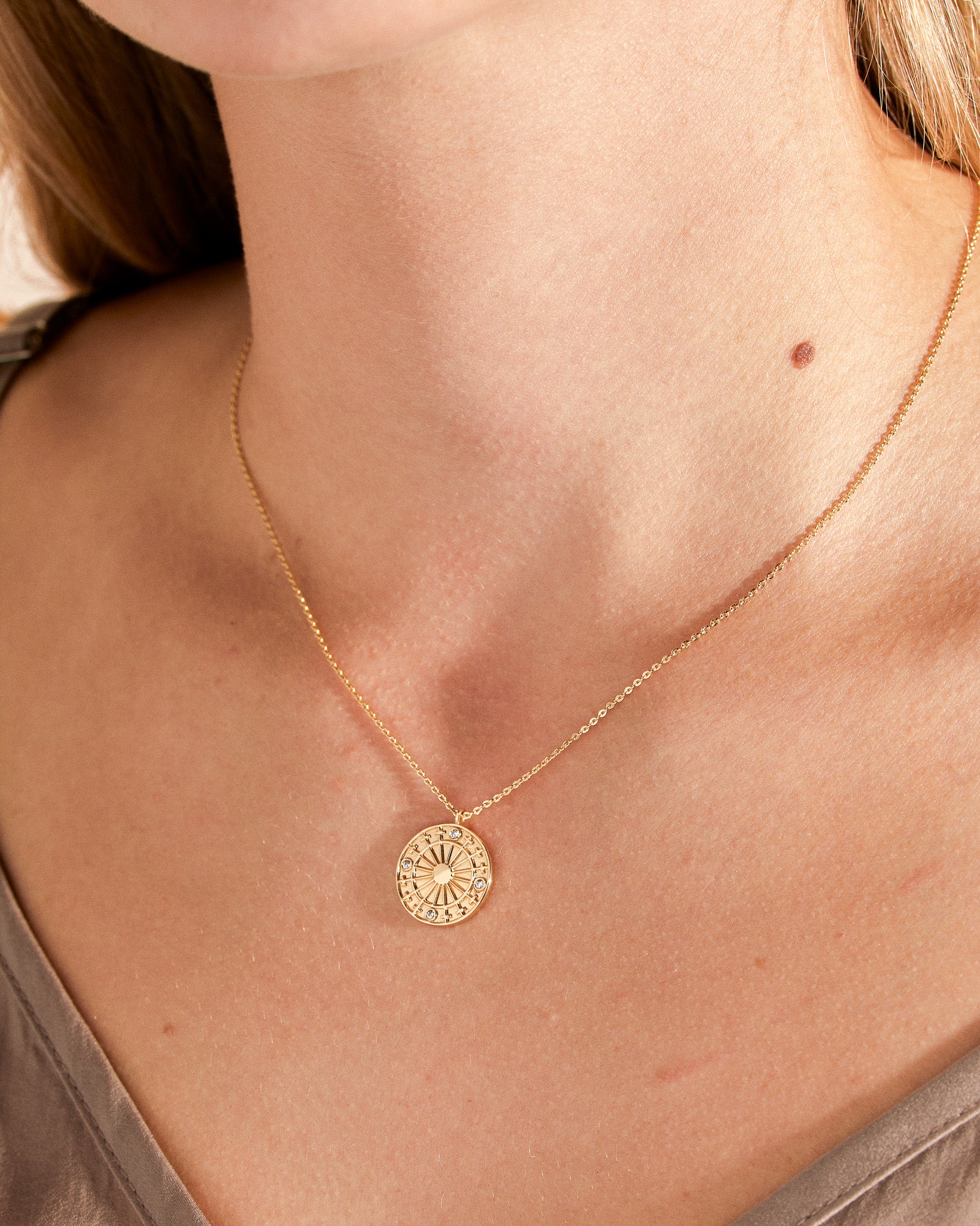 Sun Coin Pendant Necklace