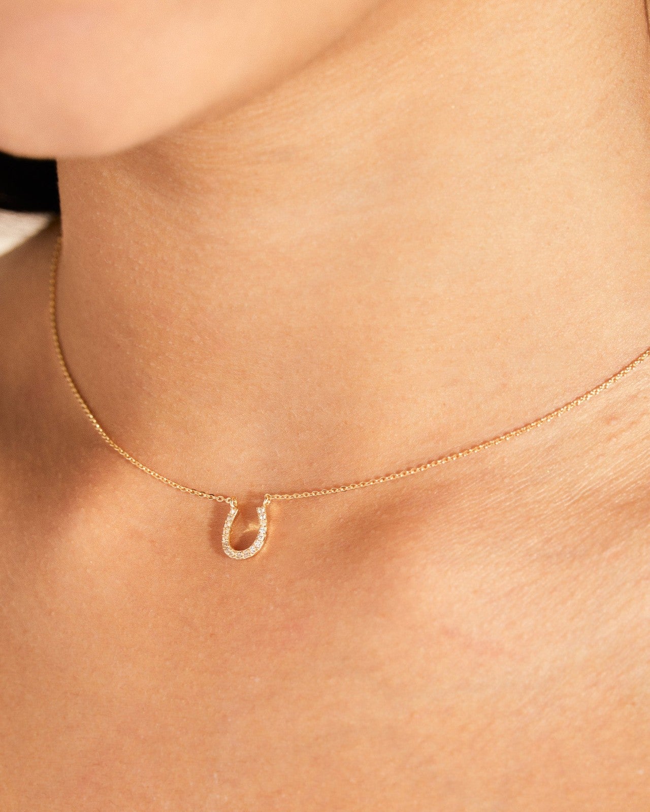 Pavé Horseshoe Pendant Necklace