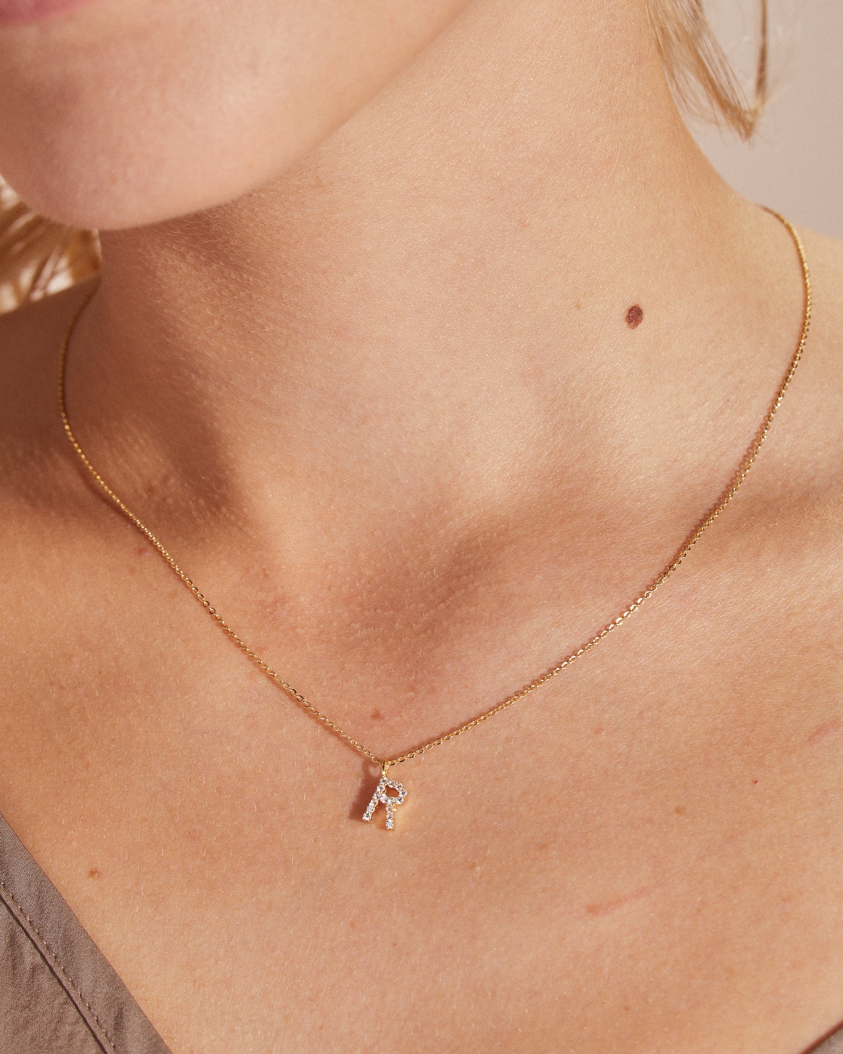 Pavé Initial Necklace - Gold