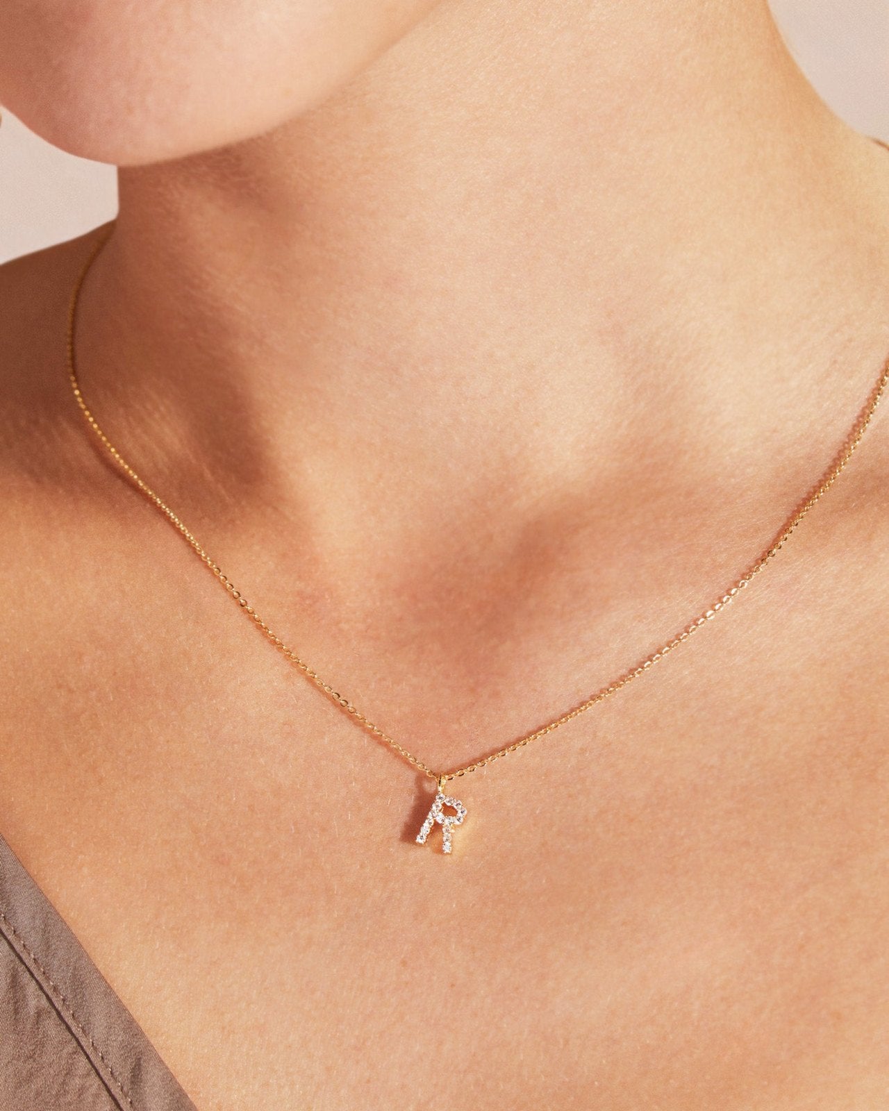 Pavé Initial Necklace - Gold