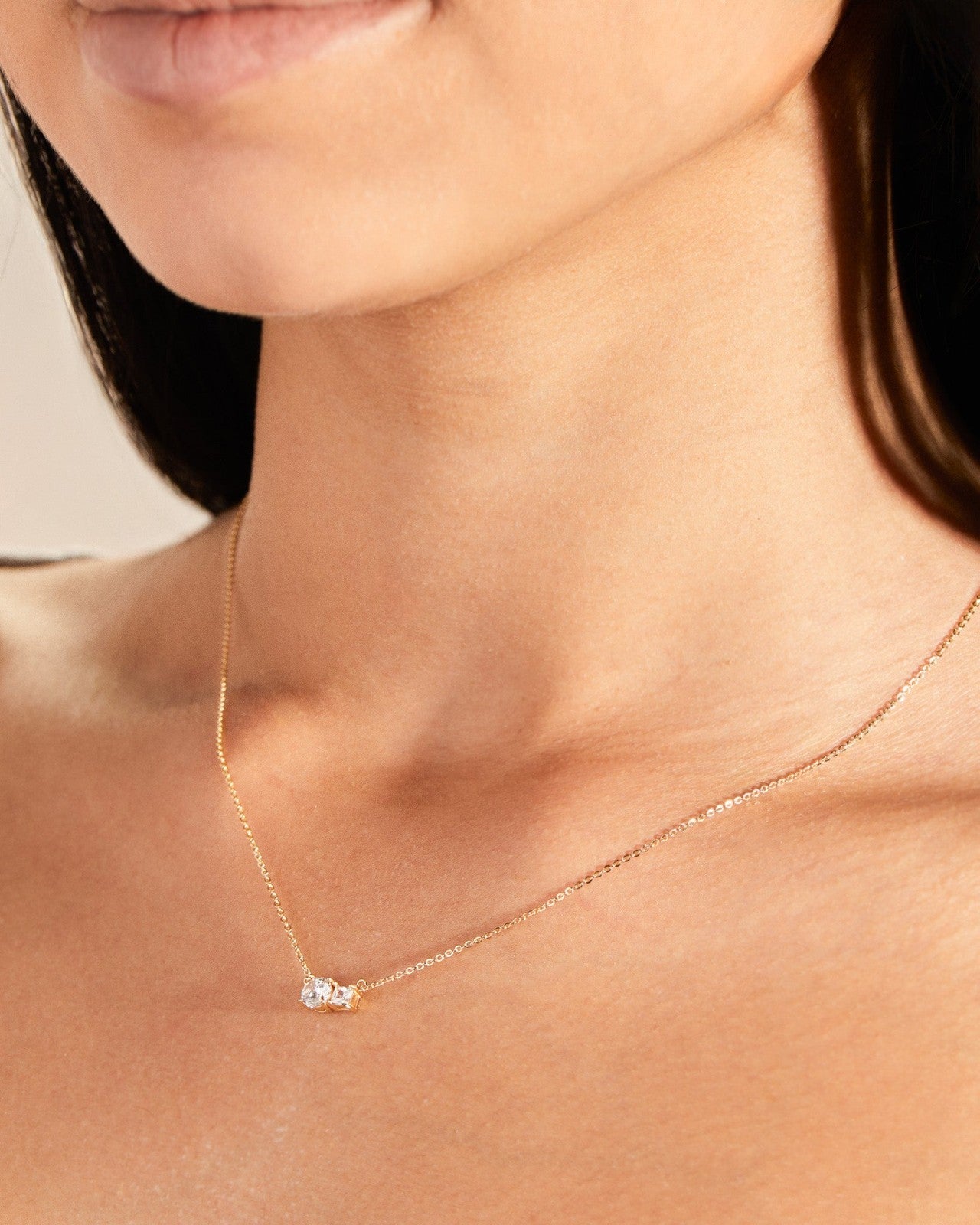 Paired Prong Set CZ Necklace