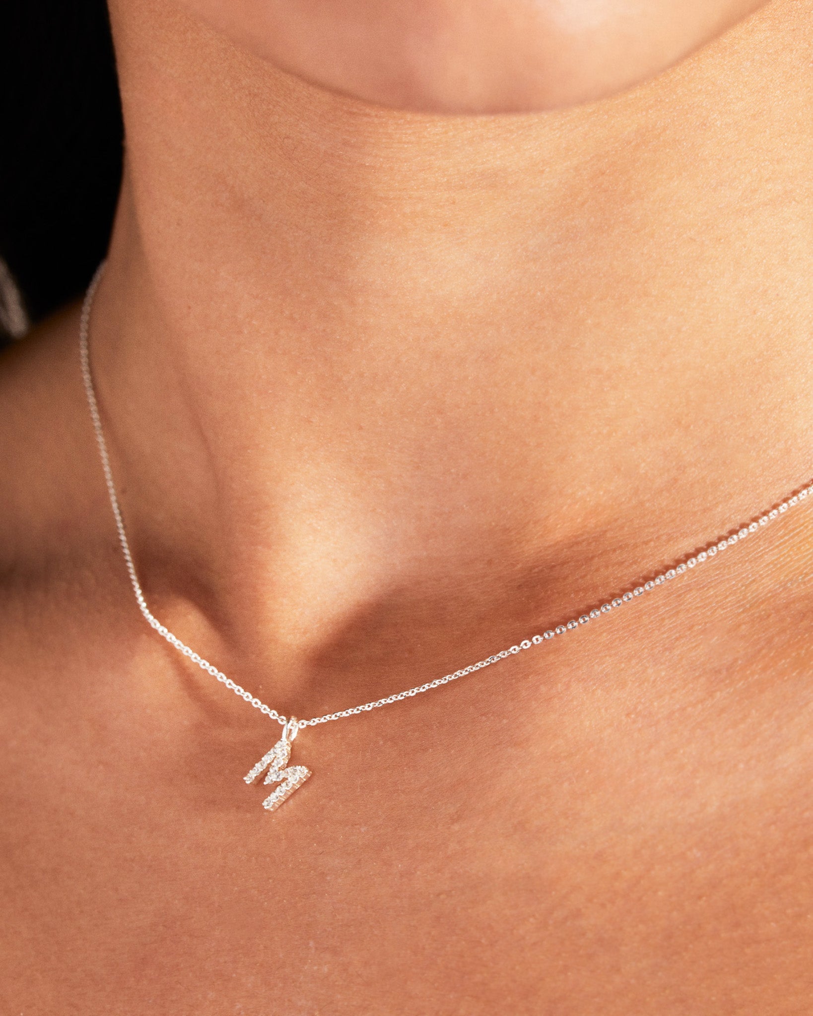 Pavé Initial Necklace - Silver