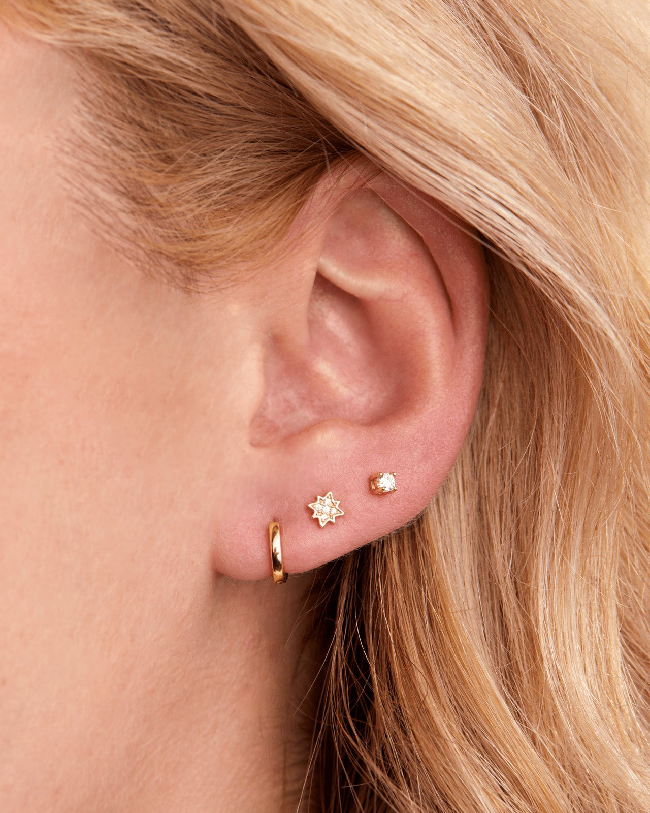 Golden Trio Starburst Stud Earring Pack