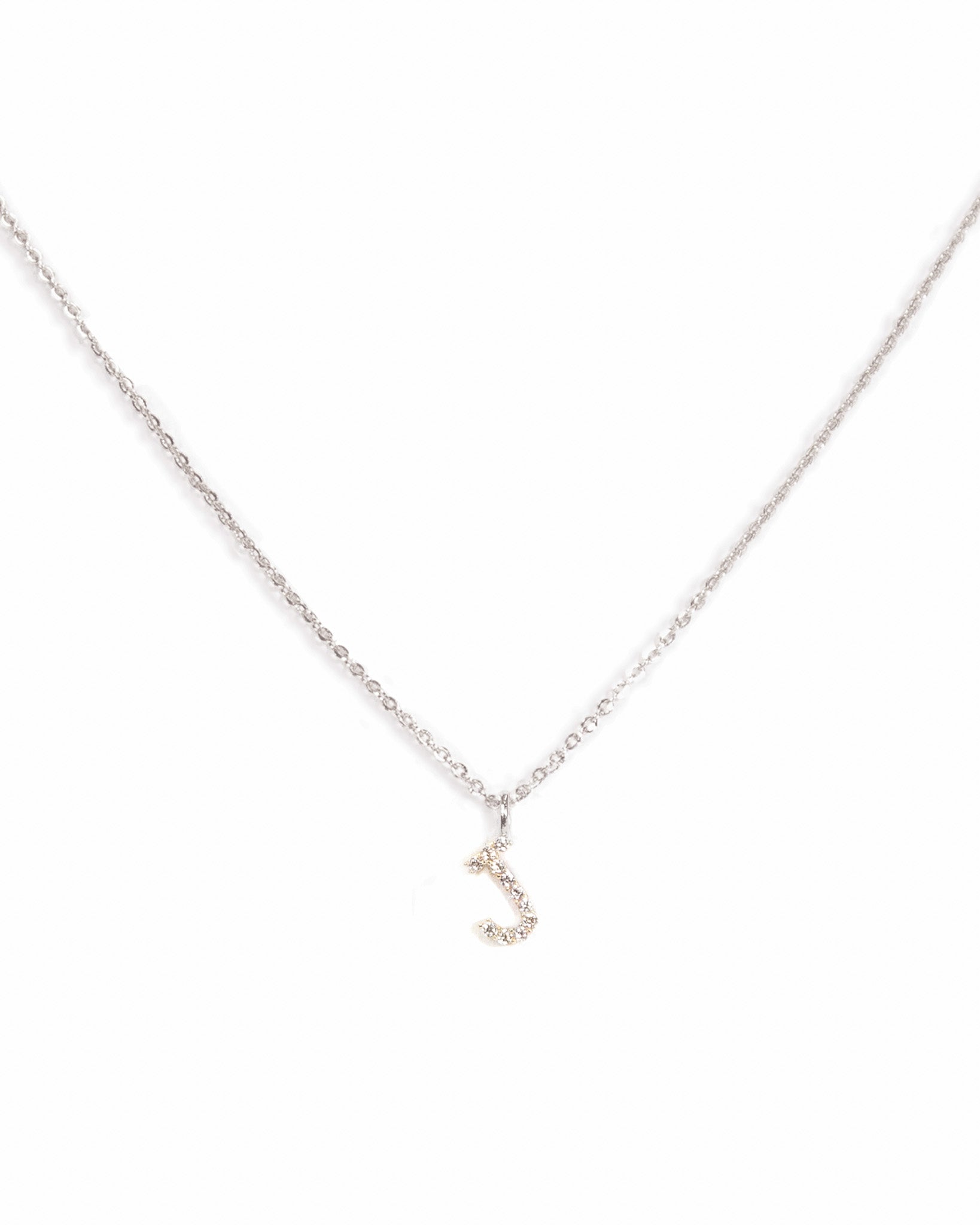 Pavé Initial Necklace - Silver