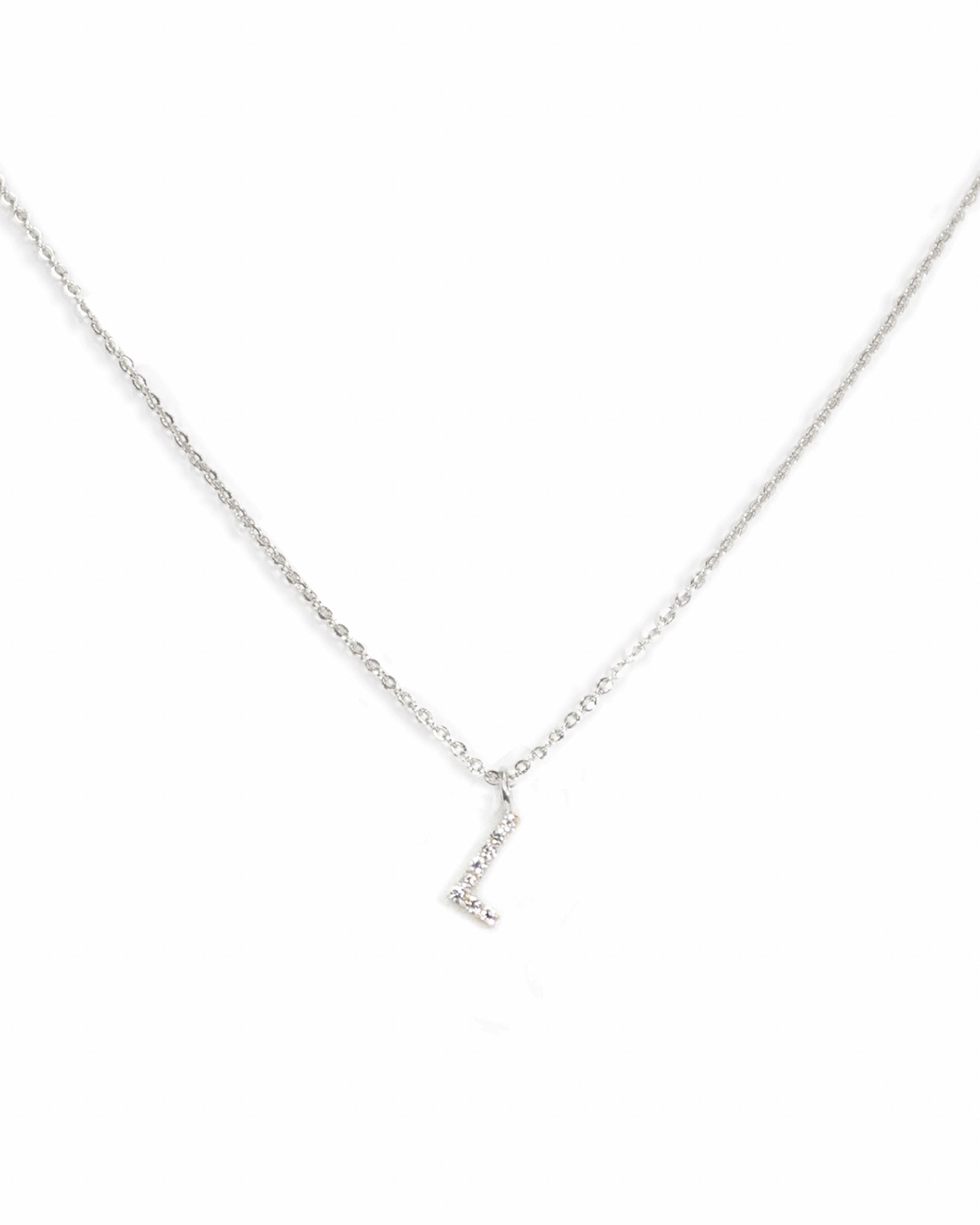 Pavé Initial Necklace - Silver
