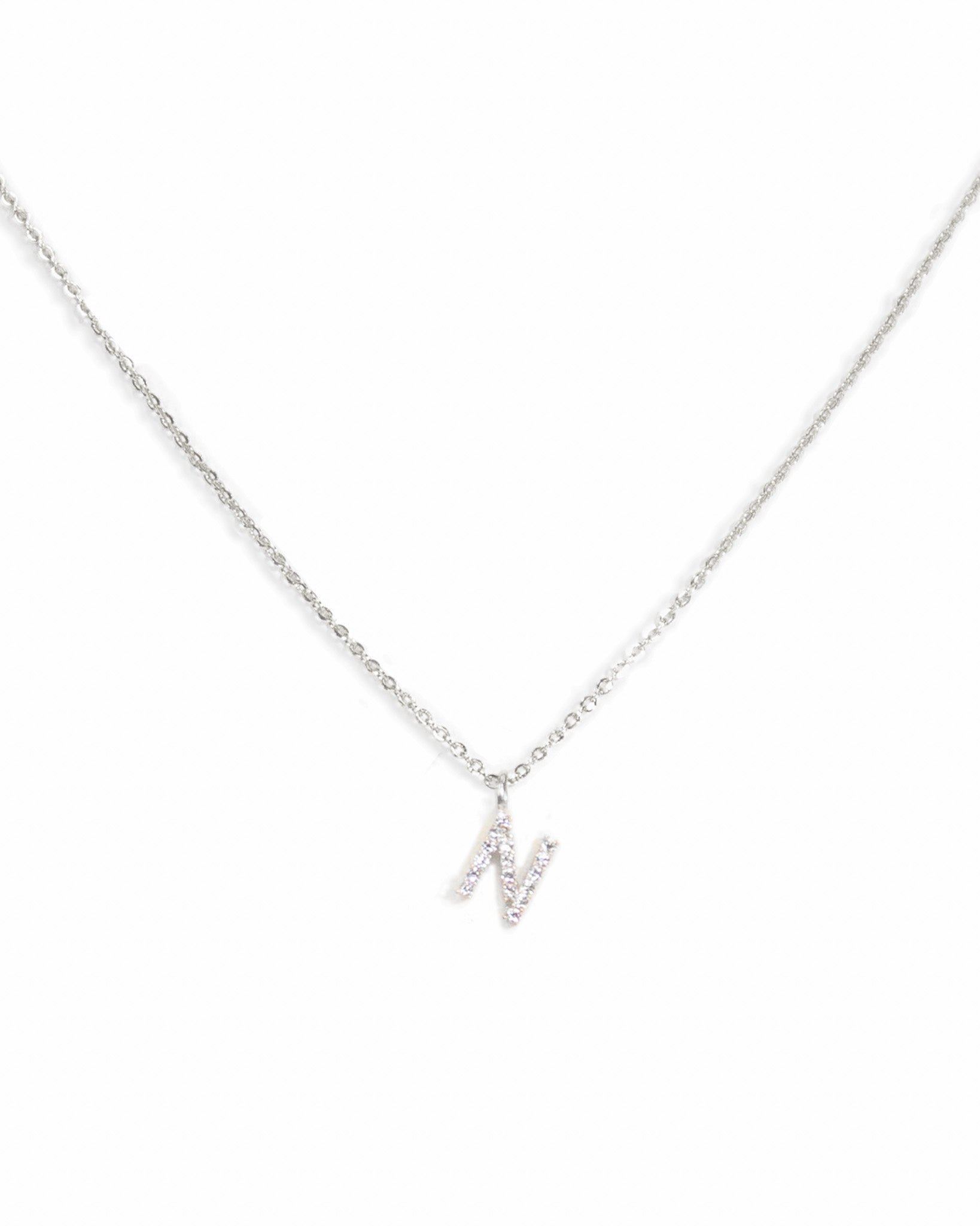 Pavé Initial Necklace - Silver