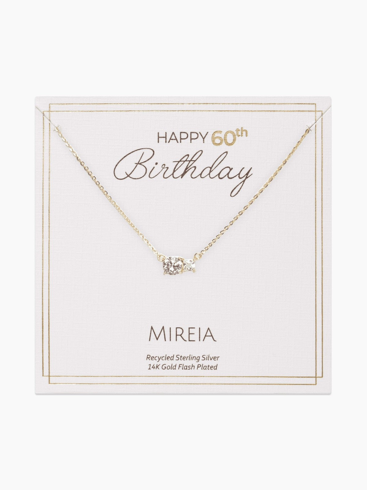 Paired Prong Set CZ Necklace - 60th Birthday