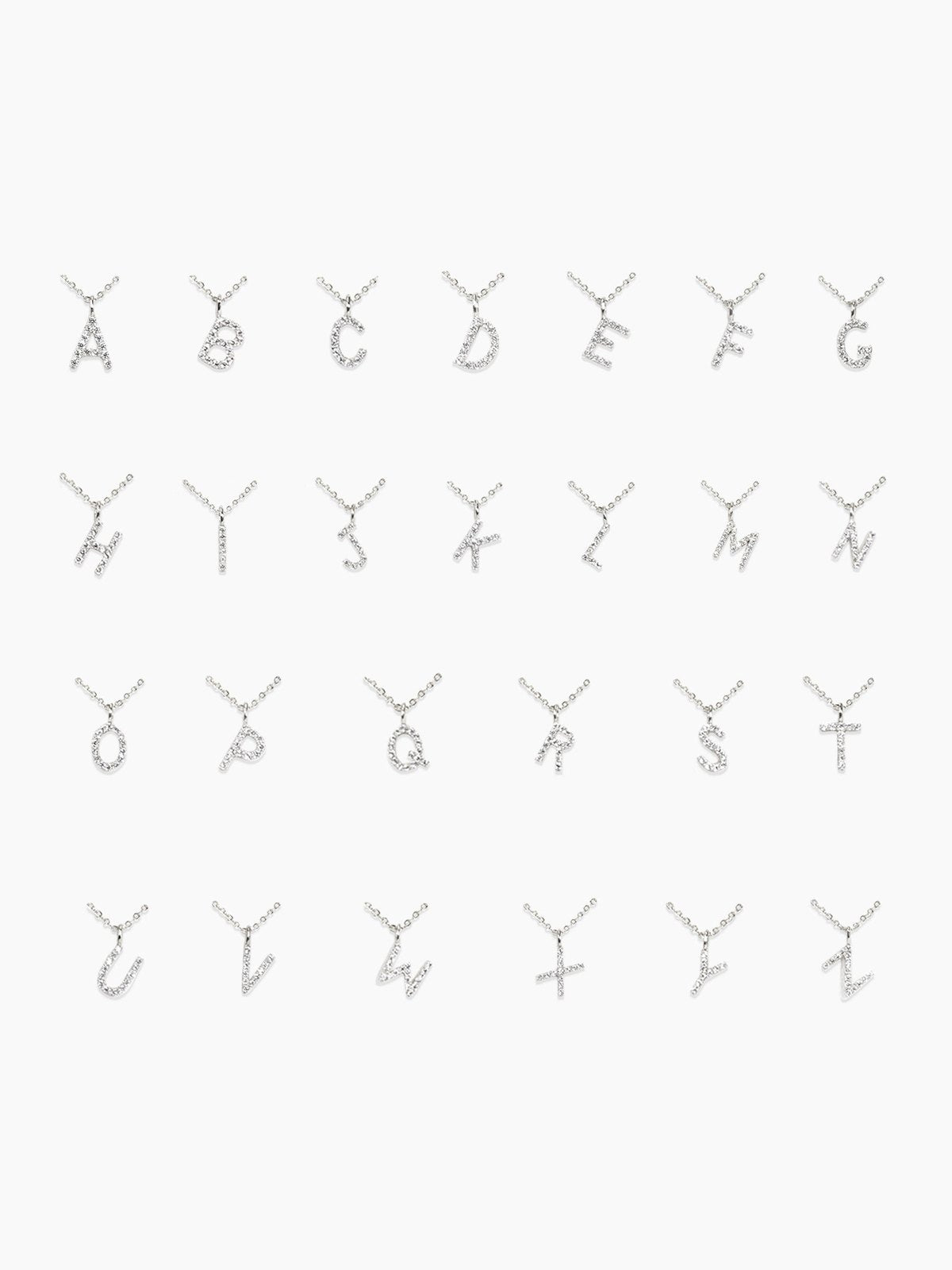 Pavé Initial Necklace - Silver
