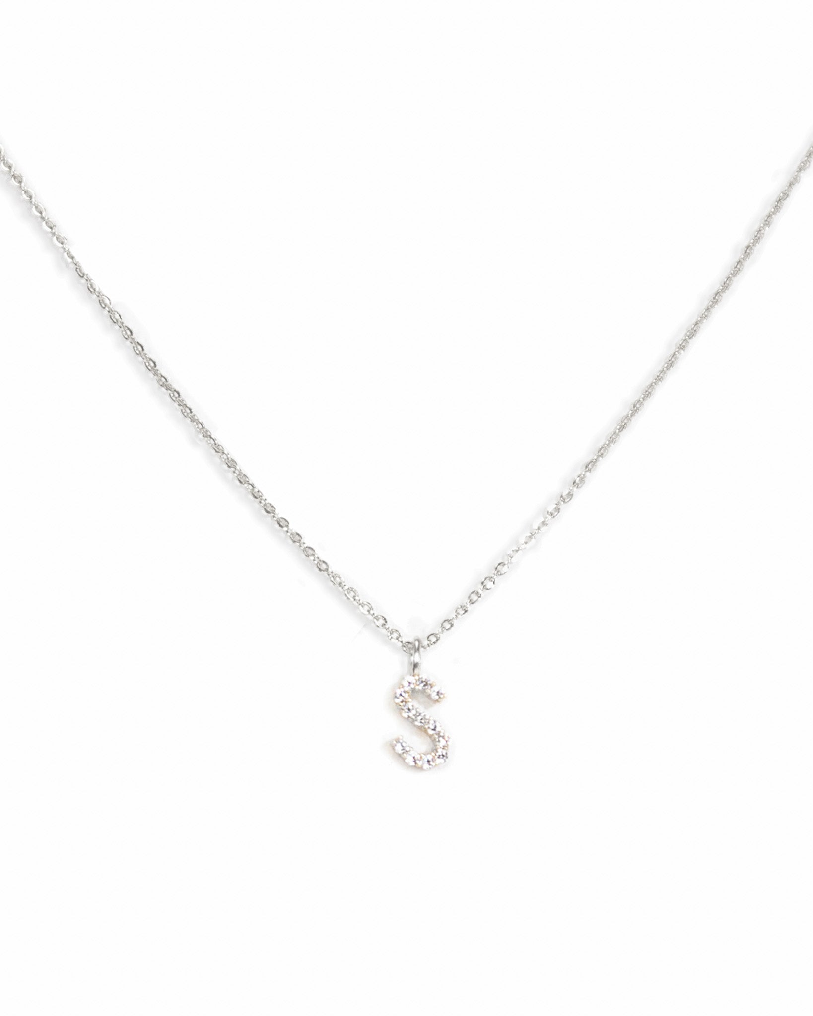Pavé Initial Necklace - Silver