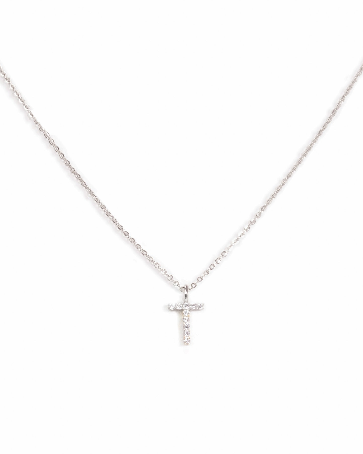 Pavé Initial Necklace - Silver