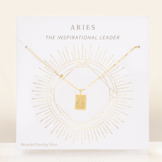 Aries Gold Zodiac Tag Necklace