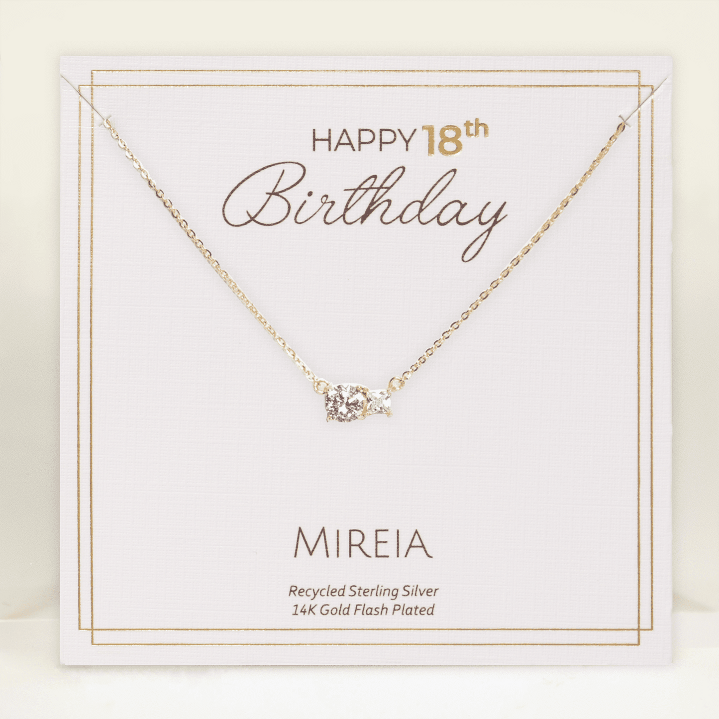 Paired Prong Set CZ Necklace - 18th Birthday