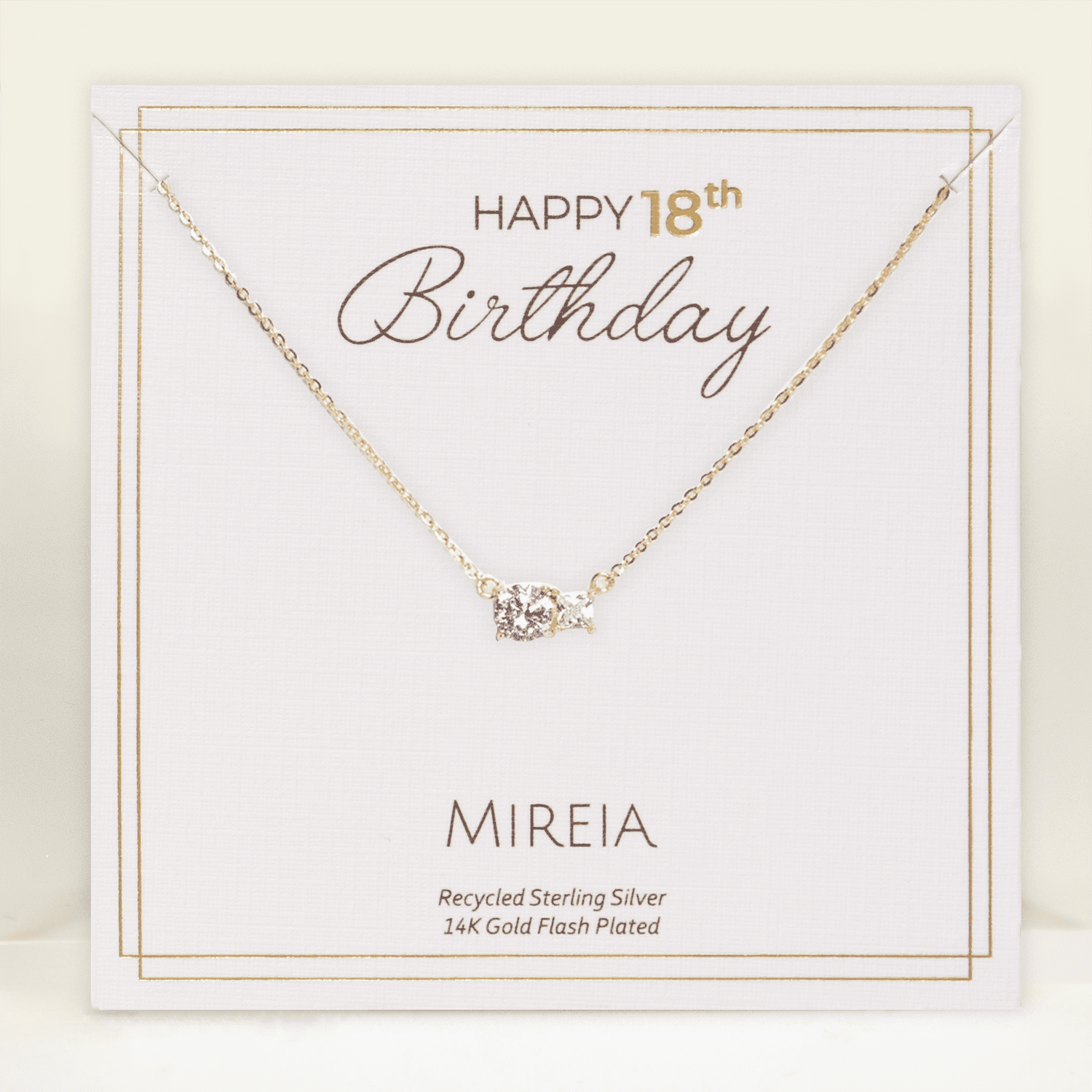 Paired Prong Set CZ Necklace - 18th Birthday