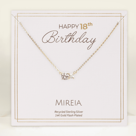 Paired Prong Set CZ Necklace - 18th Birthday