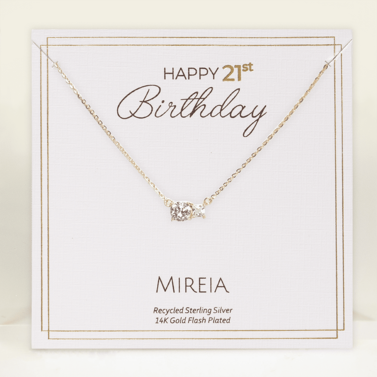 Paired Prong Set CZ Necklace - 21st Birthday