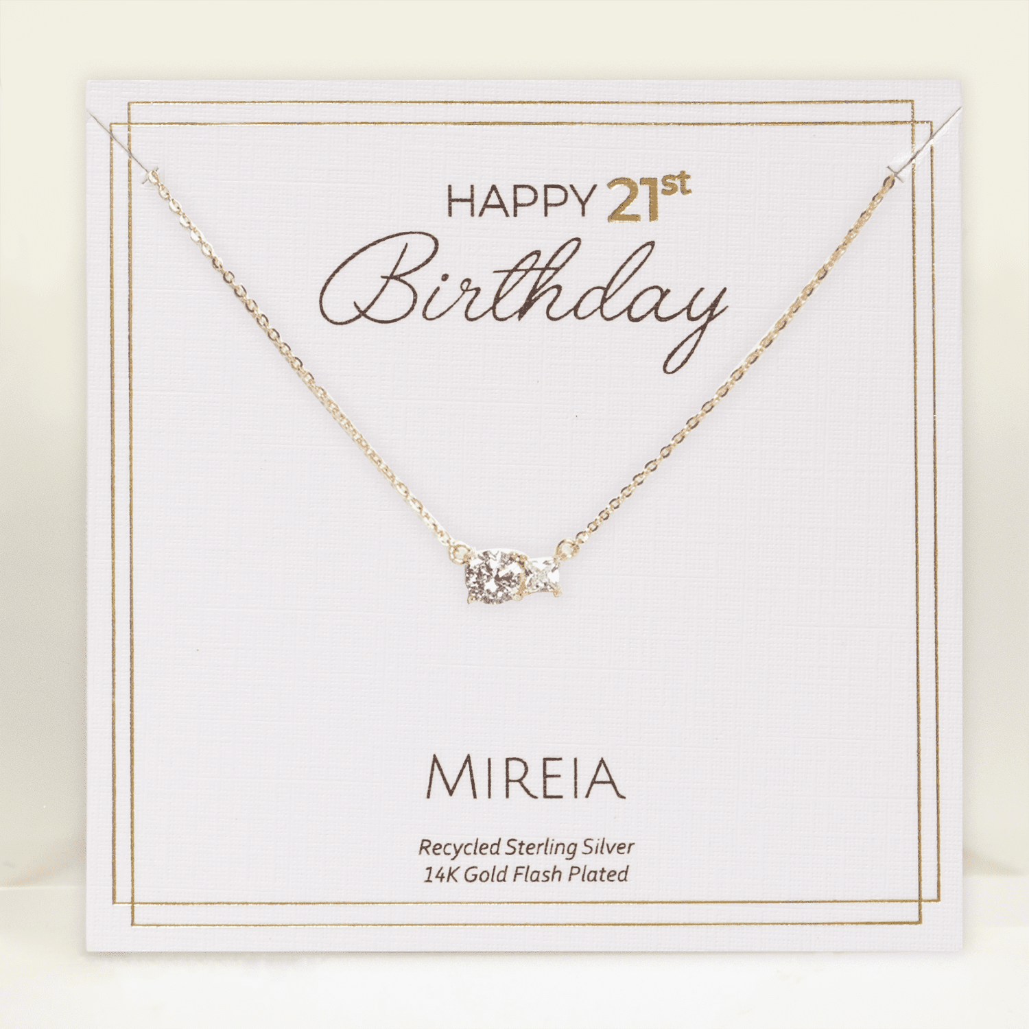 Paired Prong Set CZ Necklace - 21st Birthday