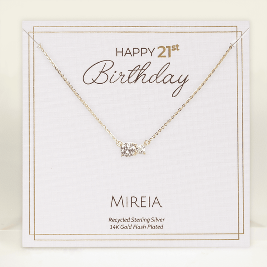 Paired Prong Set CZ Necklace - 21st Birthday