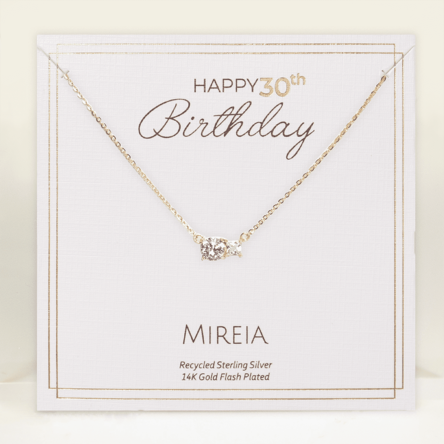 Paired Prong Set CZ Necklace - 30th Birthday