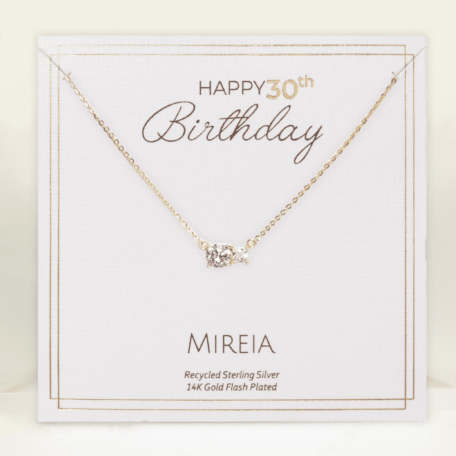 Paired Prong Set CZ Necklace - 30th Birthday
