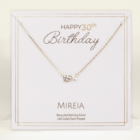 Paired Prong Set CZ Necklace - 30th Birthday