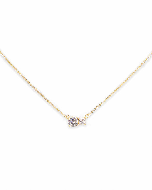 Paired Prong Set CZ Necklace