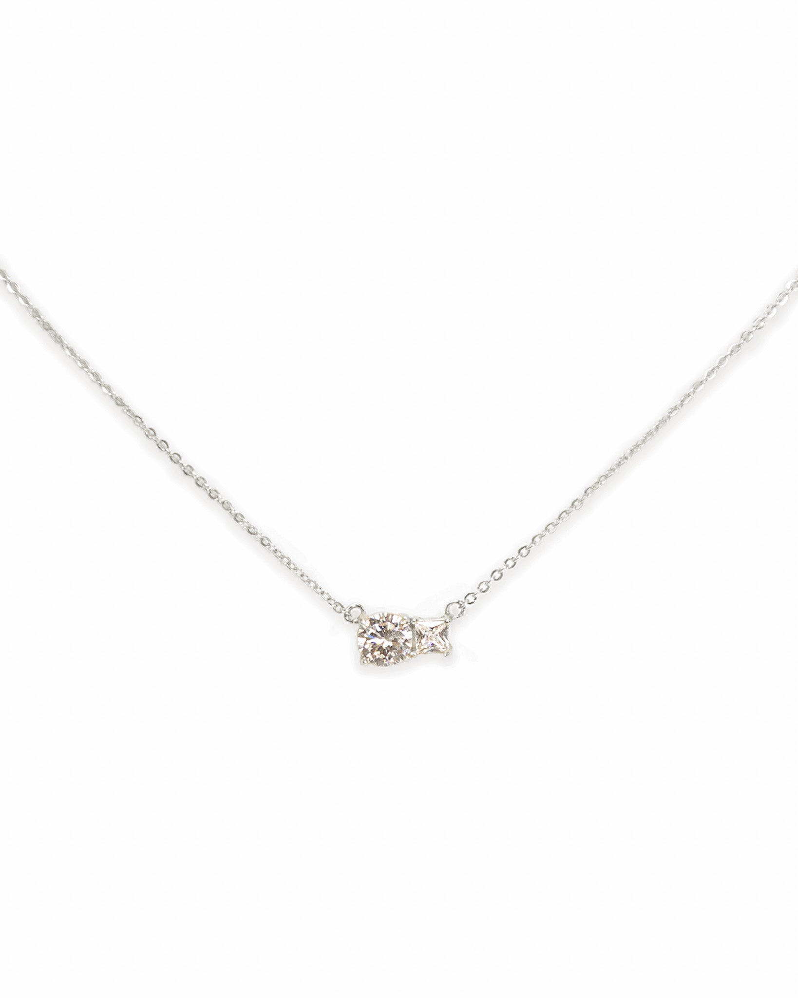 Paired Prong Set CZ Necklace