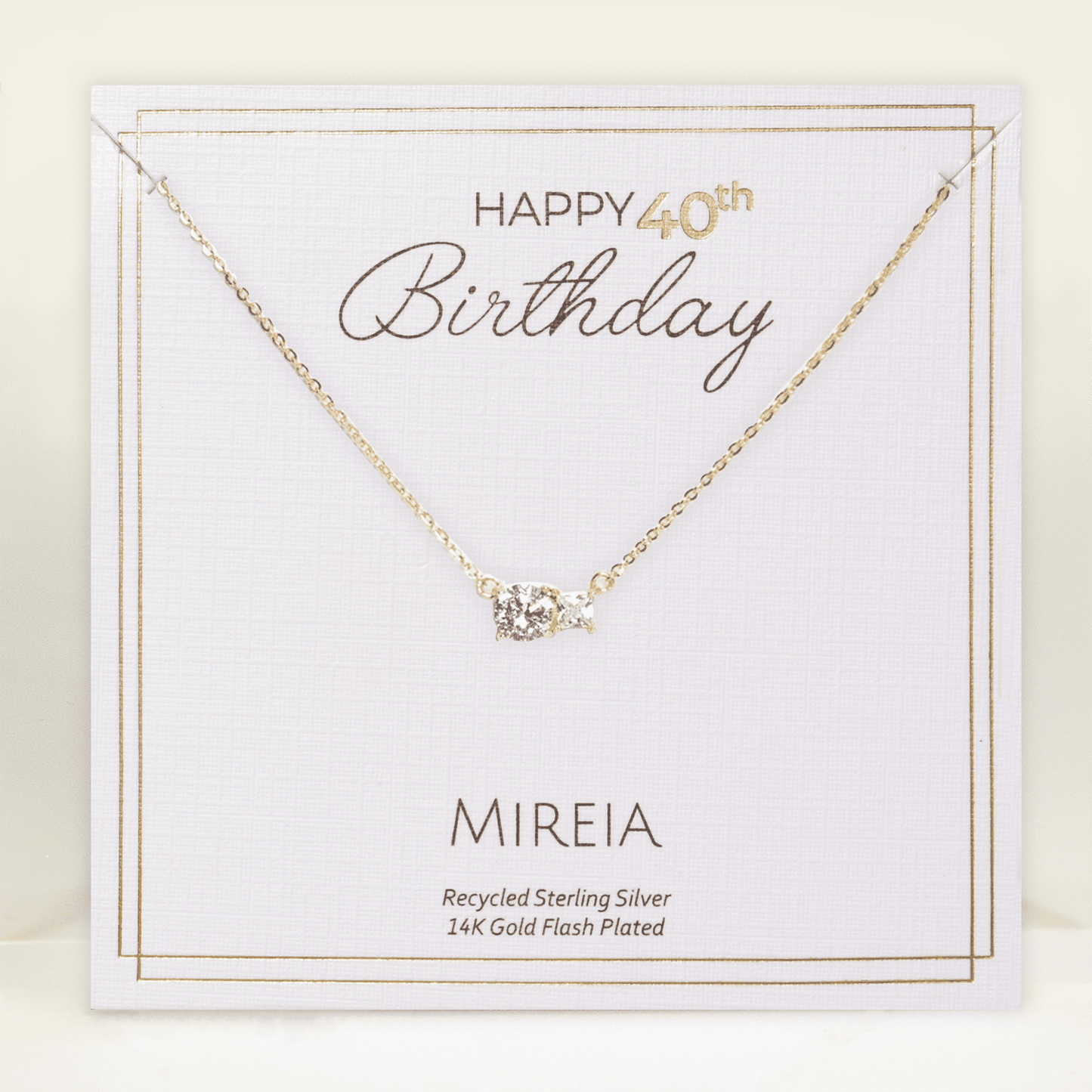 Paired Prong Set CZ Necklace - 40th Birthday