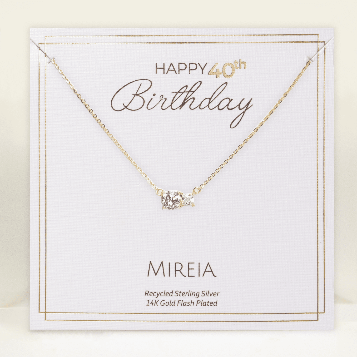 Paired Prong Set CZ Necklace - 40th Birthday