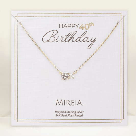 Paired Prong Set CZ Necklace - 40th Birthday