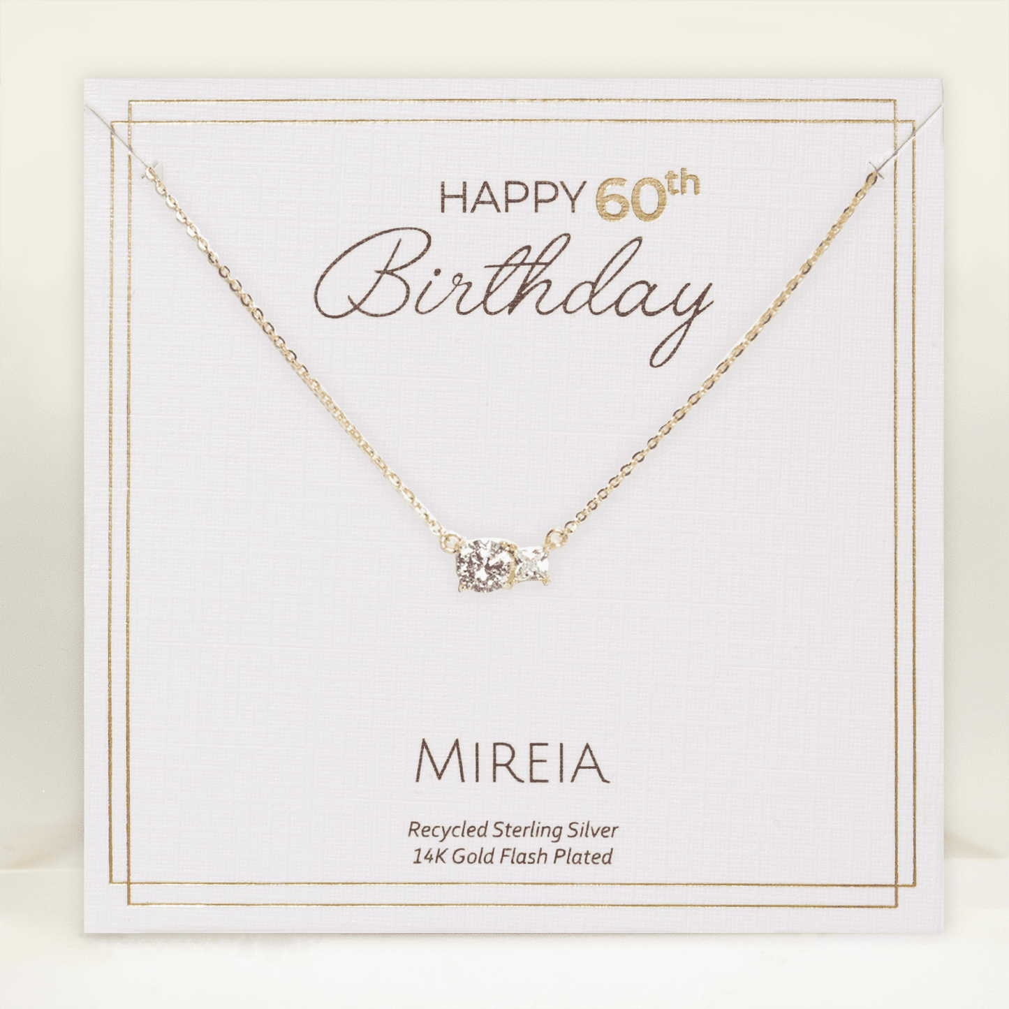 Paired Prong Set CZ Necklace - 60th Birthday