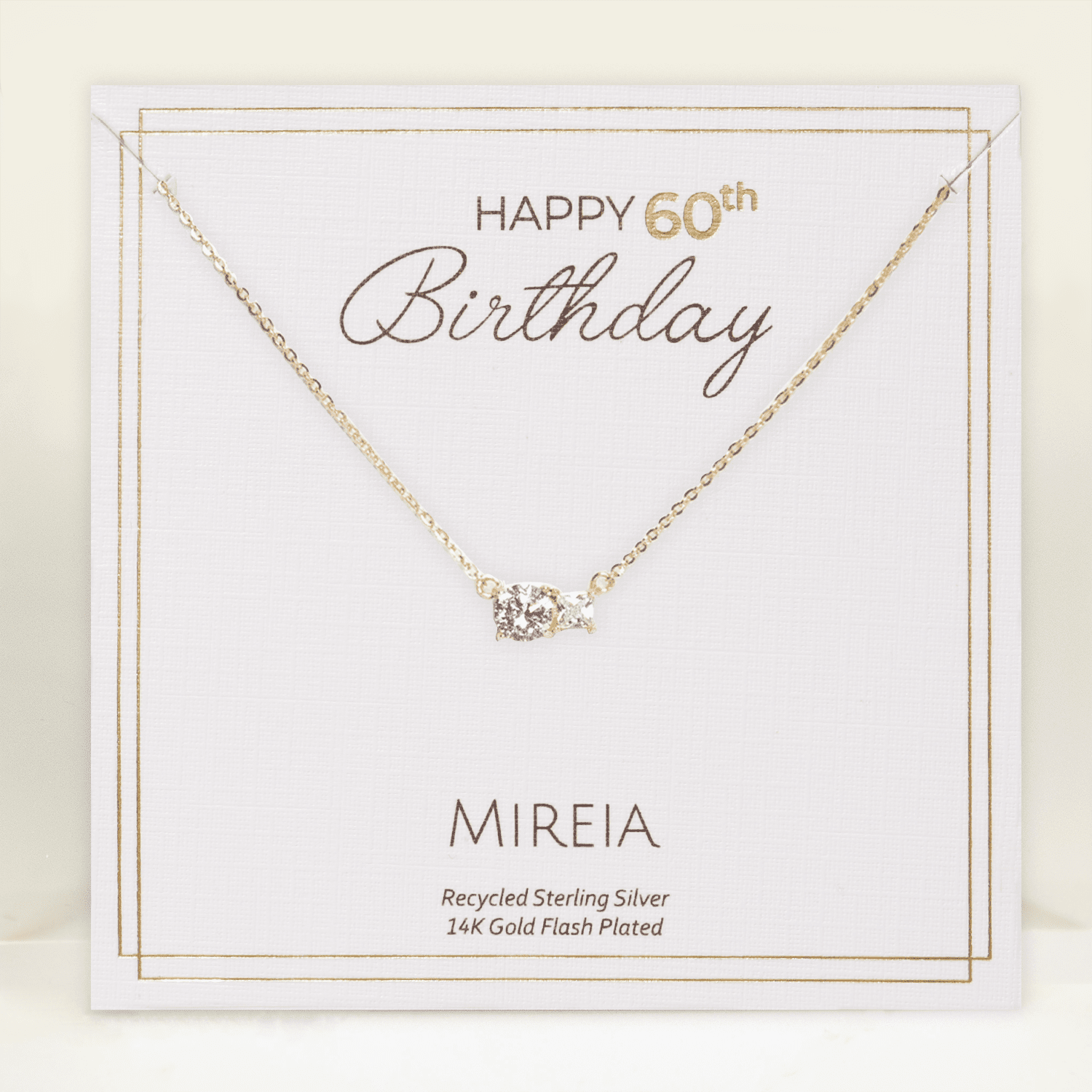 Paired Prong Set CZ Necklace - 60th Birthday