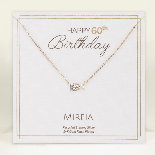 Paired Prong Set CZ Necklace - 60th Birthday