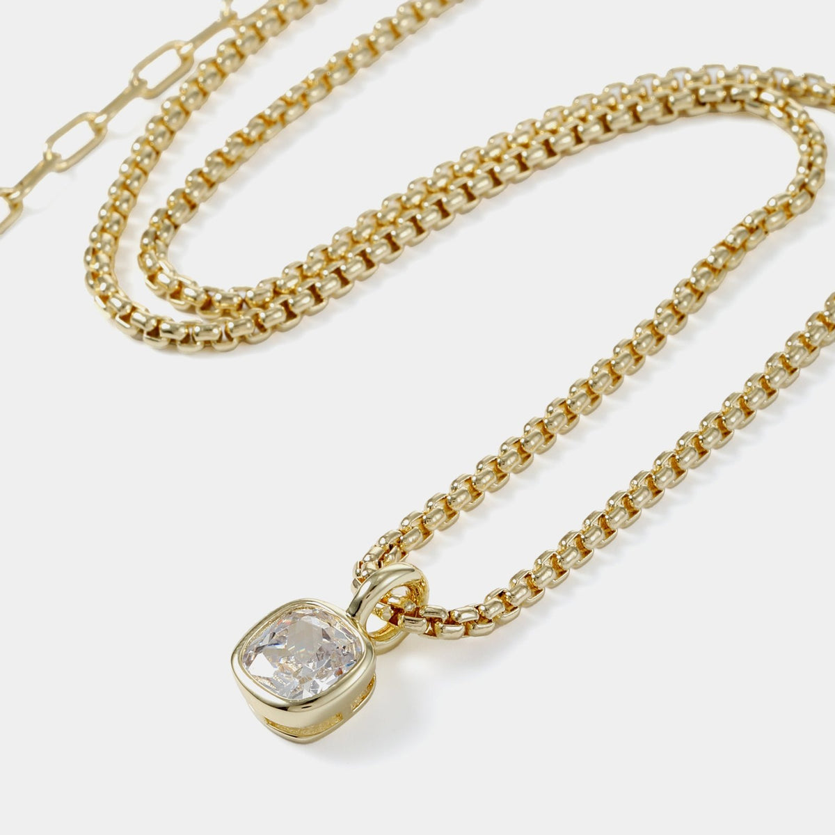Cushion CZ Drop Necklace