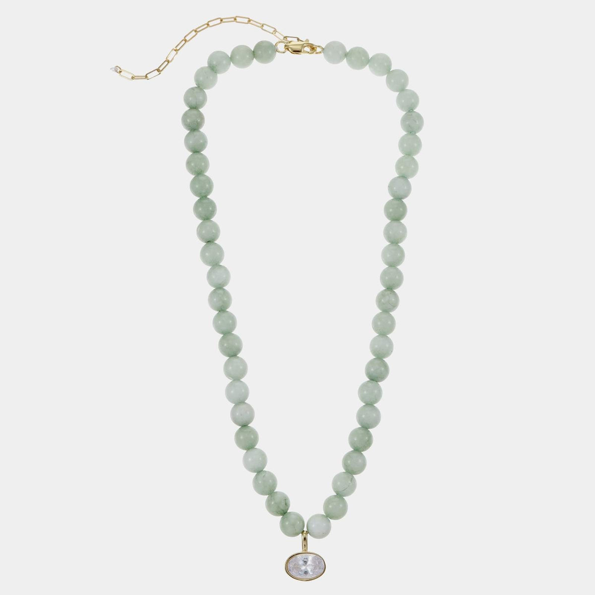 Soft Green Dyed Jade Beaded Necklace