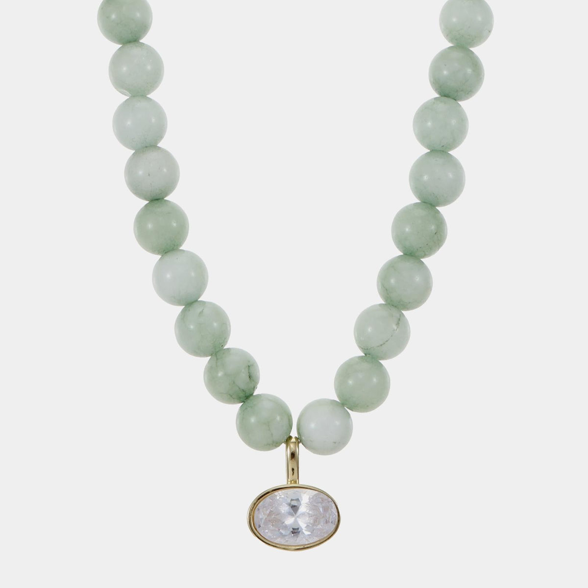 Soft Green Dyed Jade Beaded Necklace