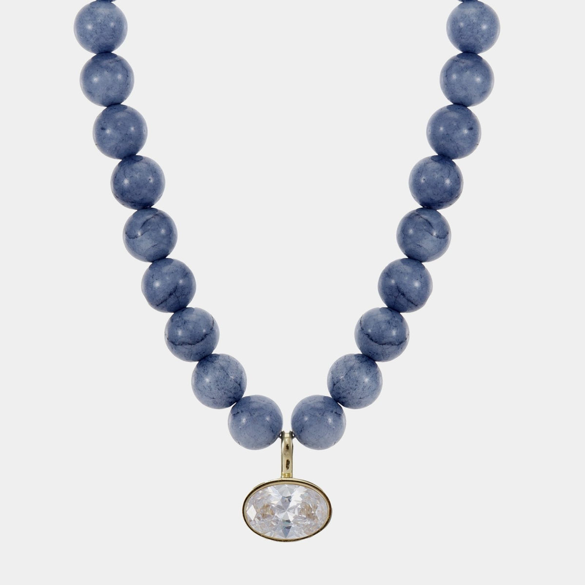 Soft Blue Dyed Jade Beaded Necklace