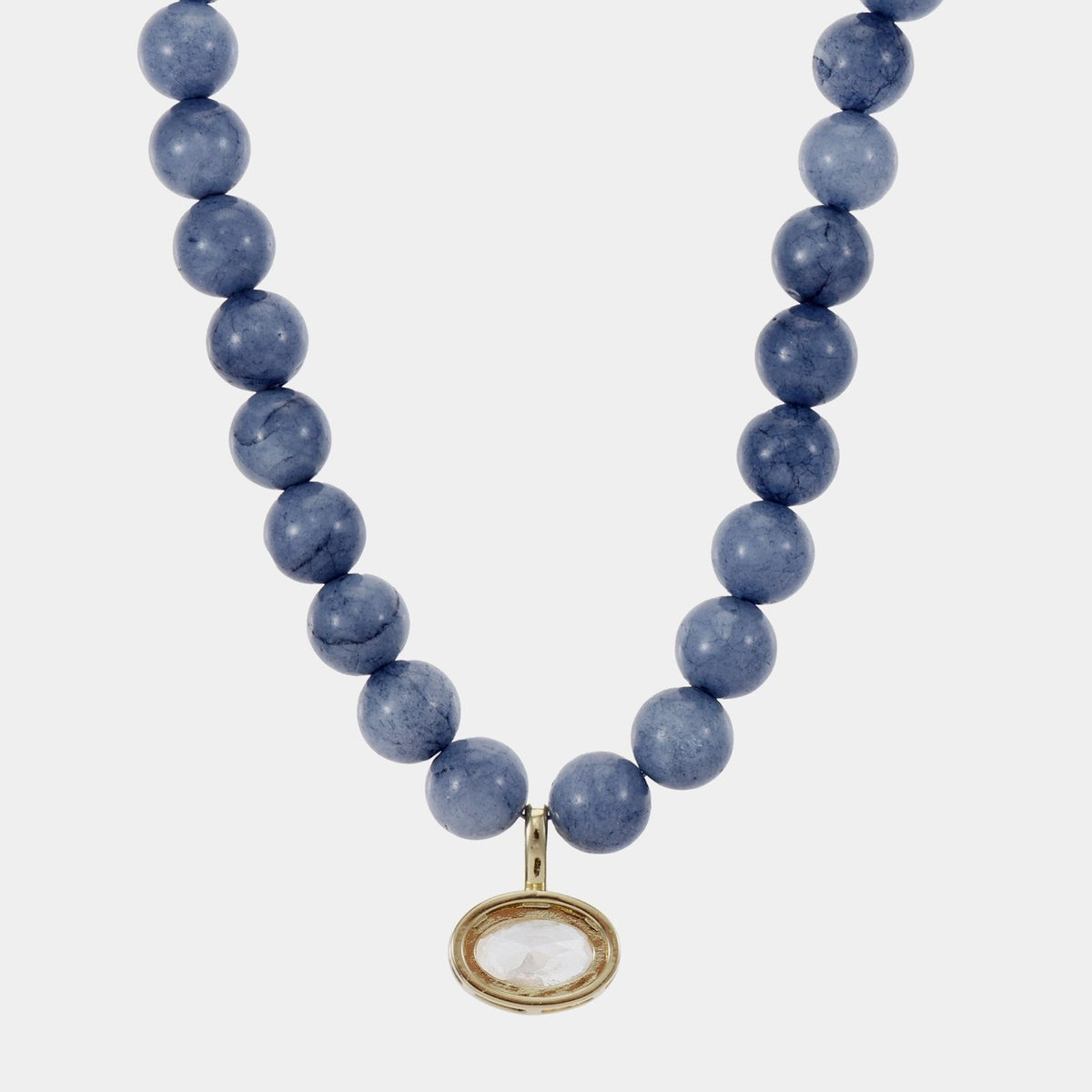 Soft Blue Dyed Jade Beaded Necklace