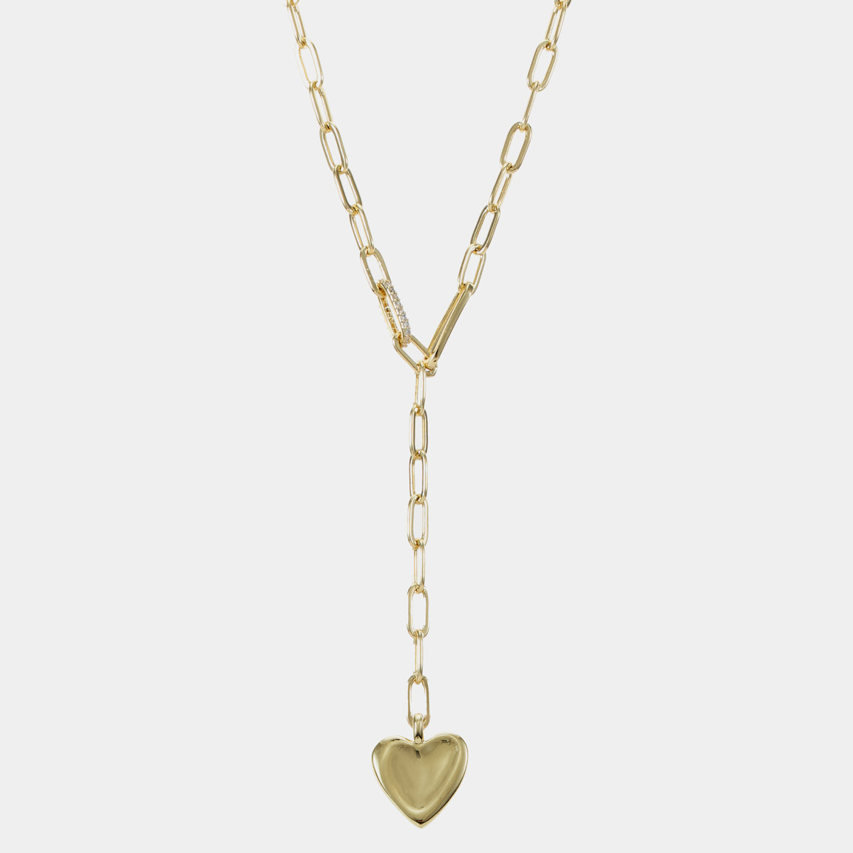 Sculpted Heart Lariat Necklace