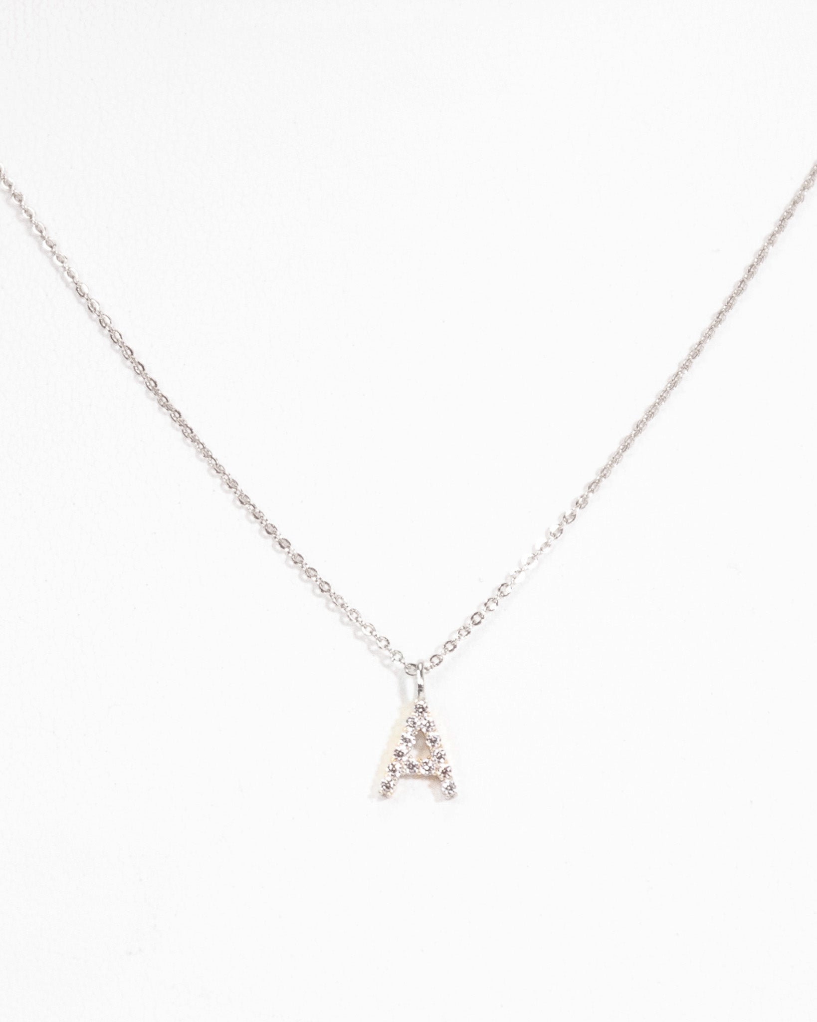 Pavé Initial Necklace - Silver