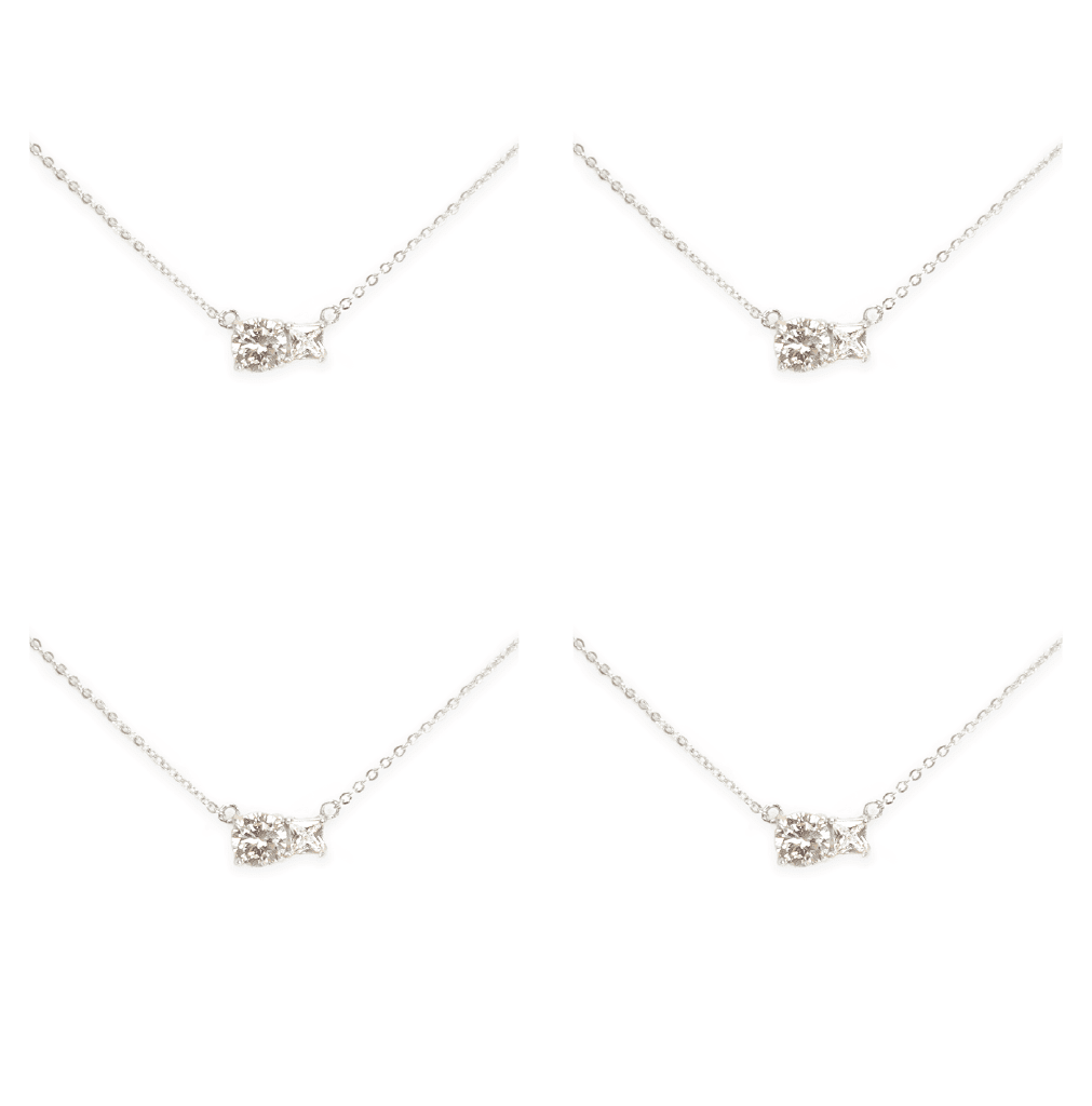 Paired Prong Set CZ Necklace - Bridal Bundle
